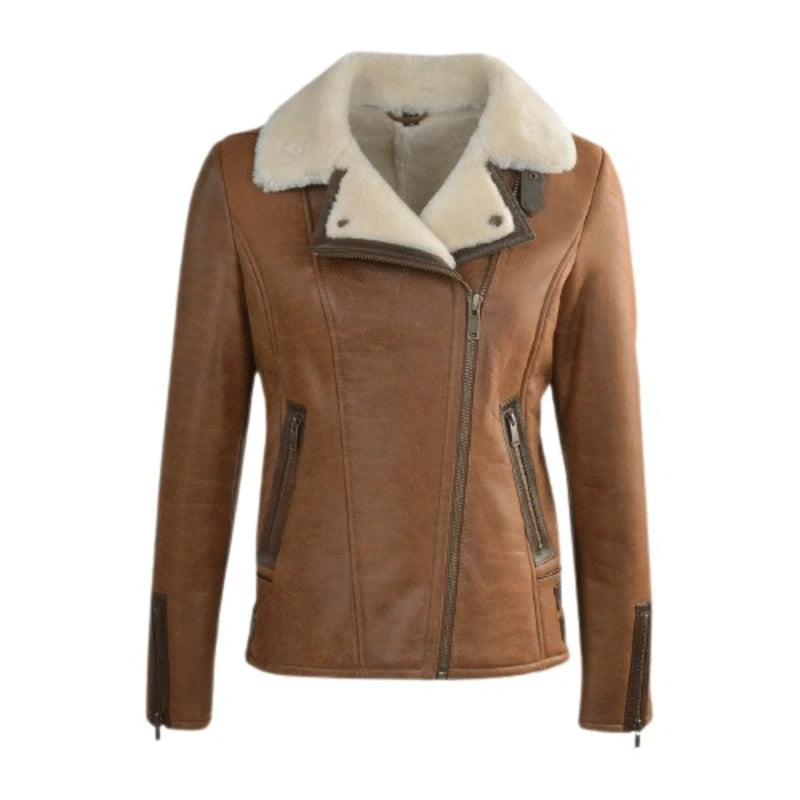 Women’s Jane B-3 Fur Bomber Jacket Satin Jacket Silk Jacket Chiffon Jacket