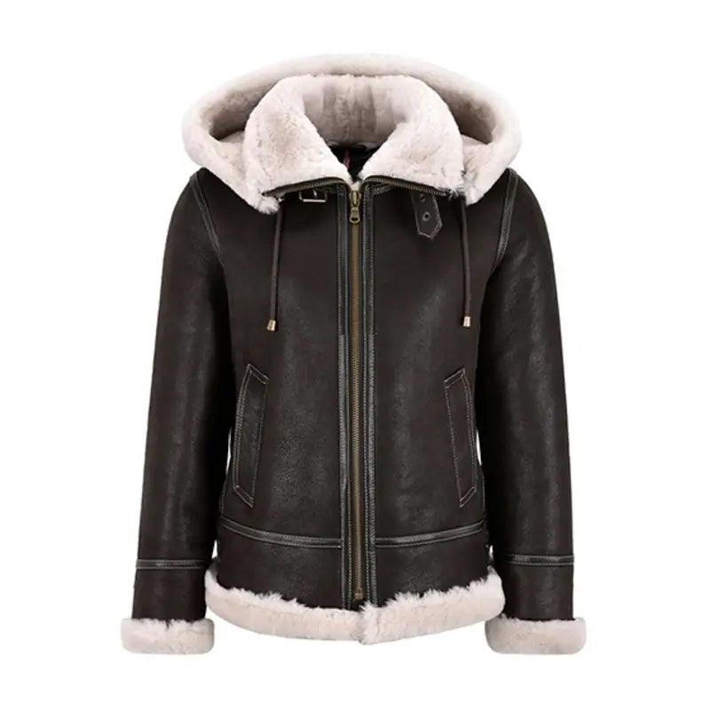 Bomber Fur Leather Jacket For Women Cotton Fabric Linen Fabric Terry Fabric
