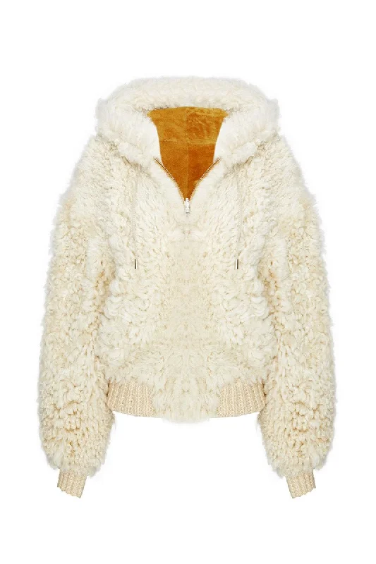 Danica Women's Oversize Reversible Shearling Jacket - Beige Print Jacket Jacquard Jacket Embroidered Jacket Danica Women's Oversize Reversible Shearling Jacket - Beige Print Jacket Jacquard Jacket Embroidered Jacket