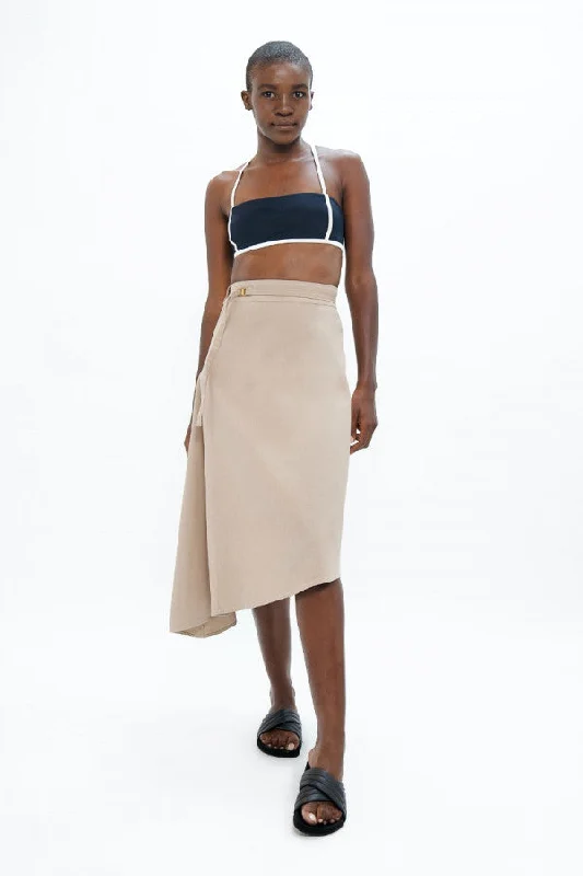 Mallorca PMI Asymmetric Skirt Sand cotton skirt soft