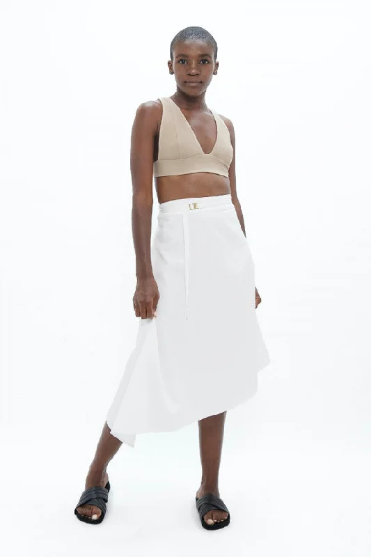 Mallorca PMI Asymmetric Skirt White Dove high waist skirt