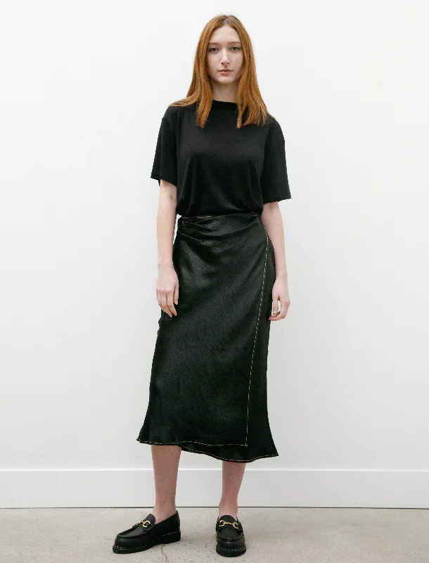 Satin Wrap Skirt Black