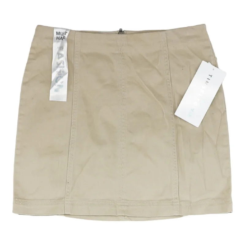 Beige Solid Mini Skirt corduroy skirt durable