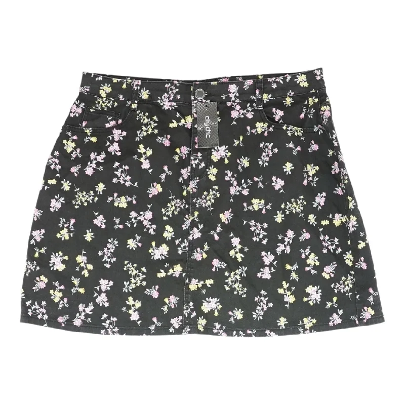 Black Floral Mini Skirt linen skirt light