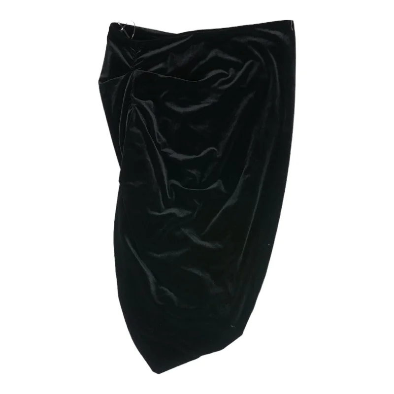 Black Solid Midi Skirt cashmere skirt rich