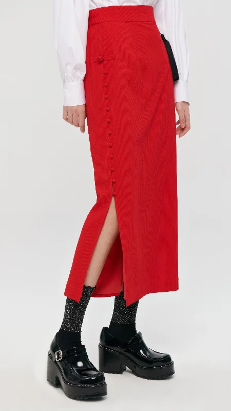 Button Detail Pencil Skirt button skirt front
