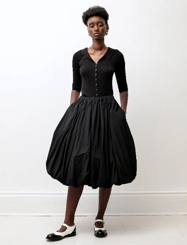 Wool Balloon Hem Skirt Black