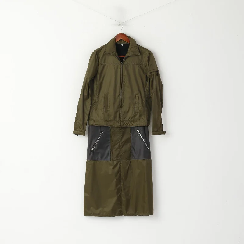 Nienhaus & Lotz  Womens 36 10 S Jacket And Skirt Set Khaki Viscose Nylon Sport velvet skirt plush