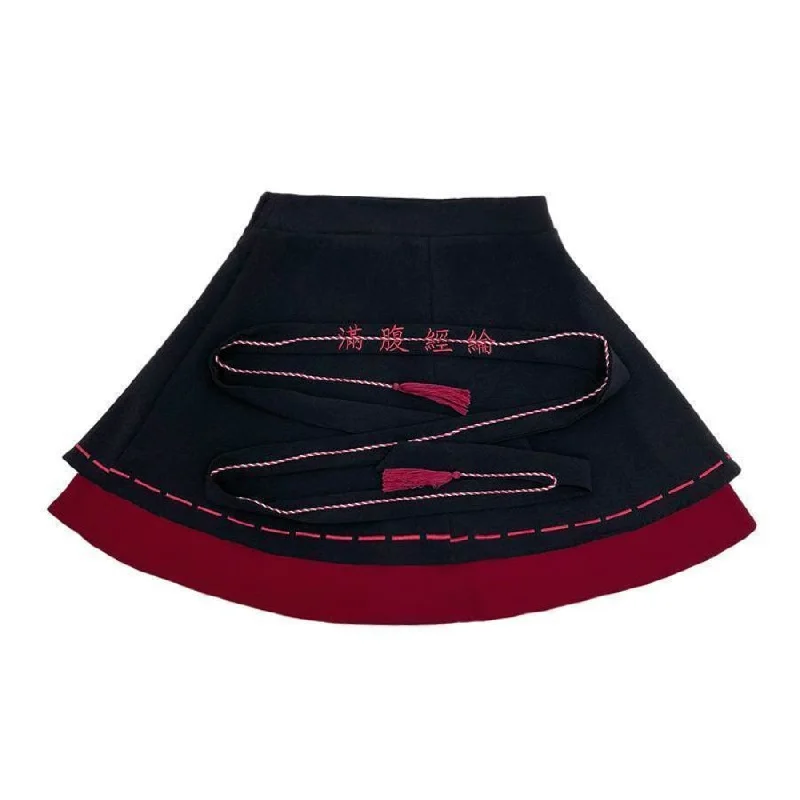 High Waist Tassels Belted Skirt A-Line