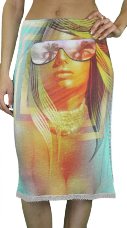 CUSTO BARCELONA Women's Korn Island Pencil Skirt 293567 $131 NEW wool skirt warm