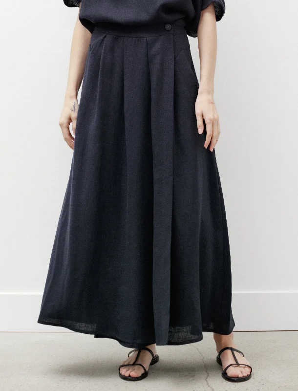 Long Skirt Linen Navy