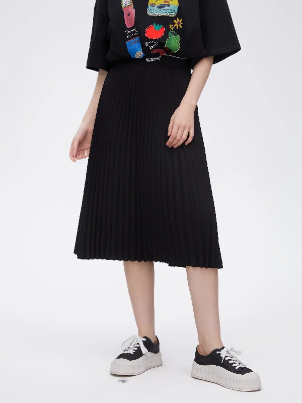 Elasticated Waist Pleated Half Skirt pencil skirt chic