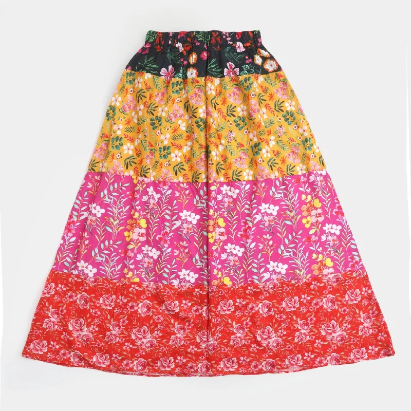 Girls Digital Print Long Skirt Maze - Multi