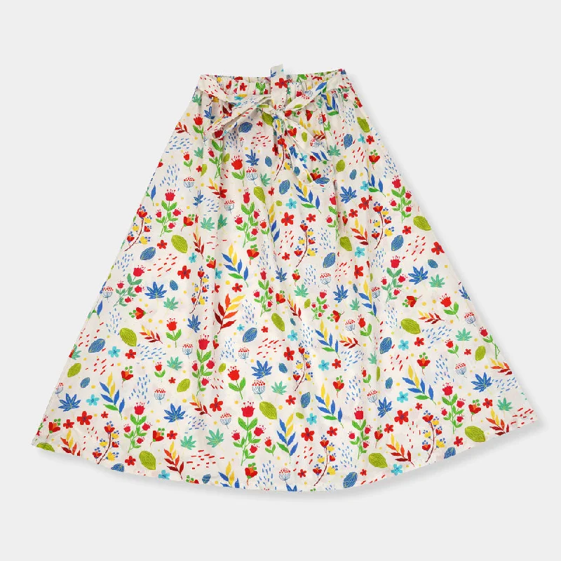 Girls Long Skirt Printed -Multi