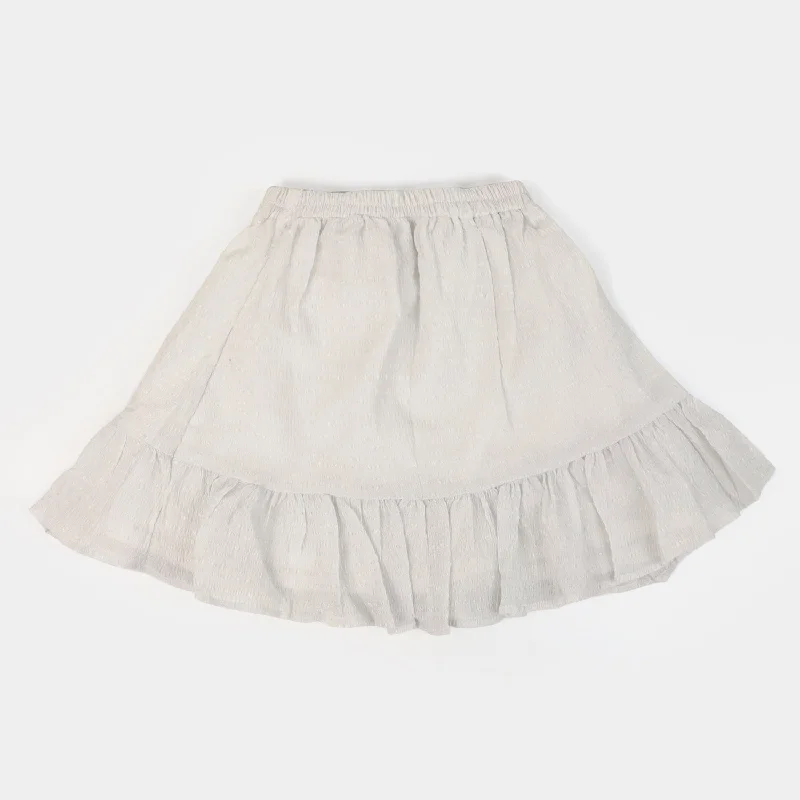 Girls Printed Skirt Crushed - White