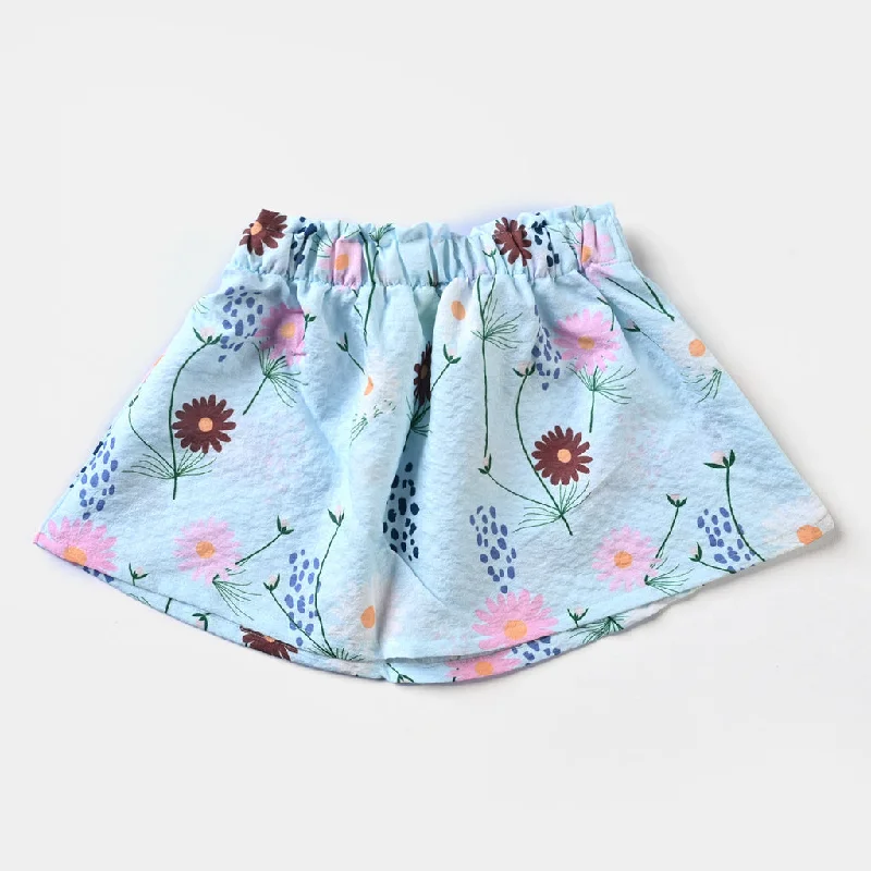 GIRLS SEERSUCKER SKIRT PRINTED-SKY BLUE