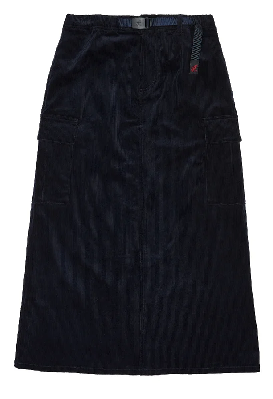 Gramicci Women's Corduroy Long Cargo Skirt - Dark Navy wool skirt warm