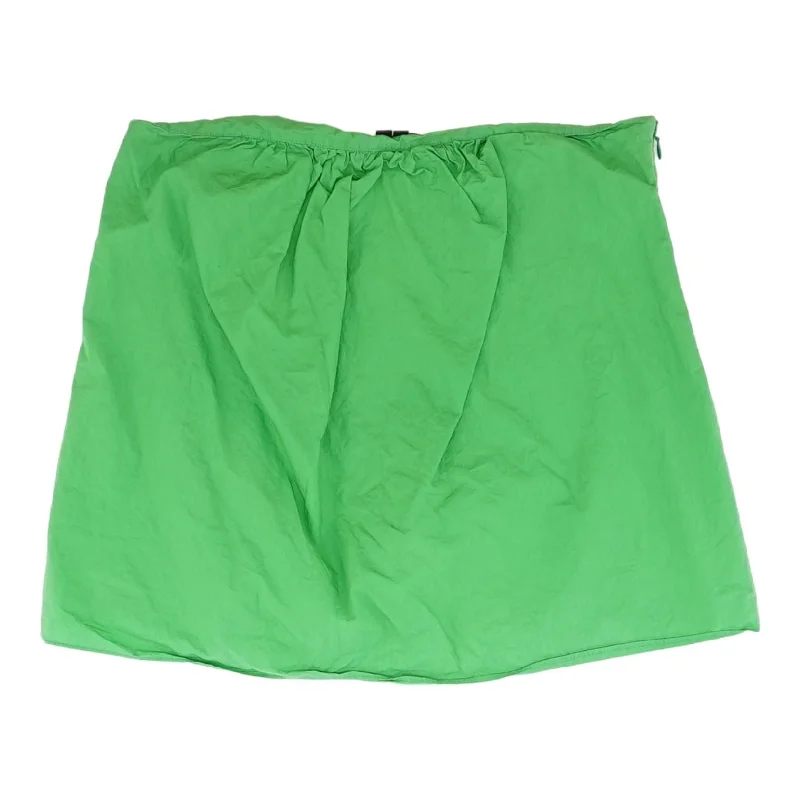 Green Solid Mini Skirt wool skirt thick