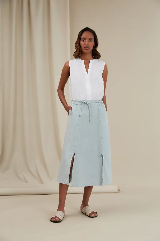 Greta Linen Skirt Aqua lace skirt delicate