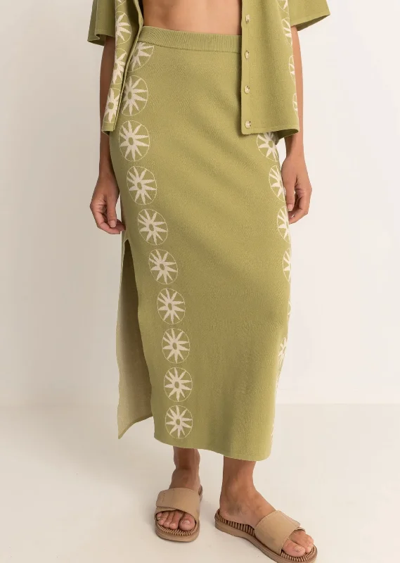 Horizon Knit Midi Skirt- Palm cashmere skirt soft