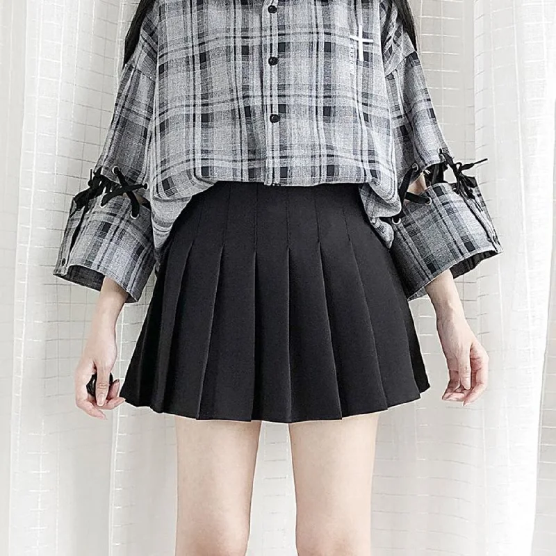 Japanese Solid Pleated College Style Mini Skirt J40230