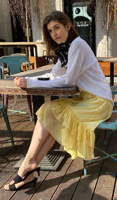 Lily Chiffon Skirt Yellow lace skirt intricate