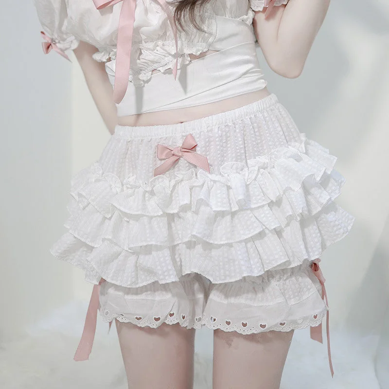 Lolita bow lace cake skirt pants yv31416 denim skirt stylish