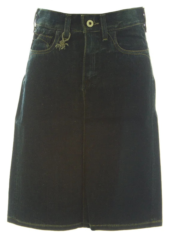 LOOMSTATE Women's Dusk Tutor Knee-Length Slit Denim Pencil Skirt NEW ribbed skirt waist LOOMSTATE Women's Dusk Tutor Knee-Length Slit Denim Pencil Skirt NEW ribbed skirt waist