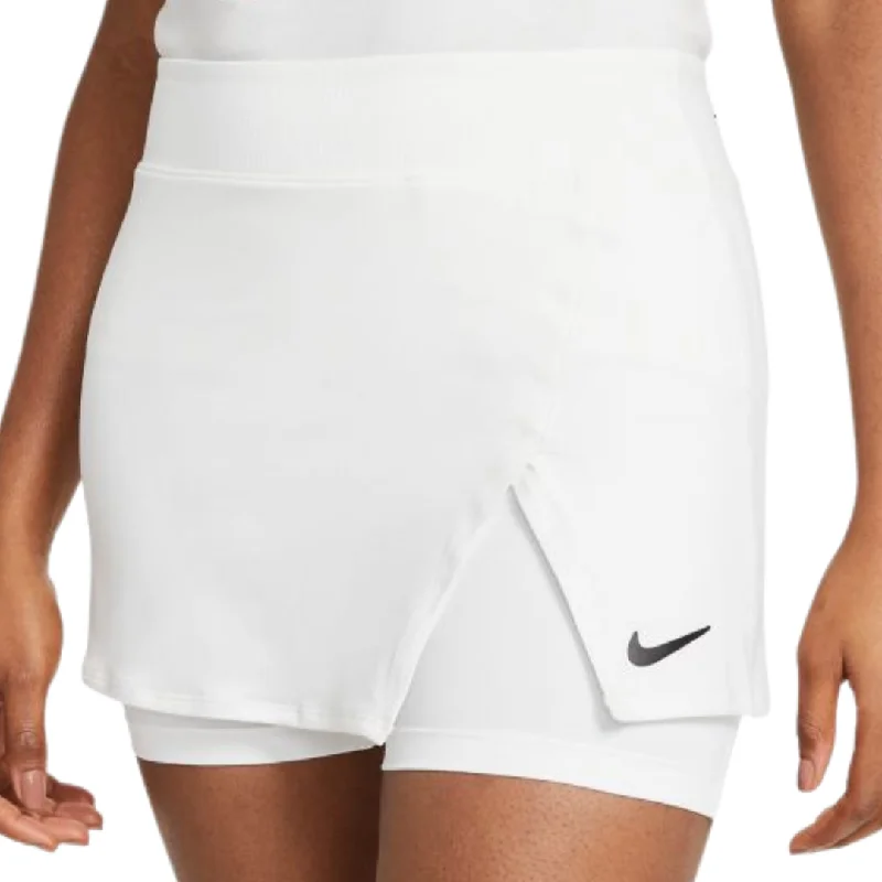 Nike Womens Court Victory Skirt - White/Black asymmetrical skirt cut