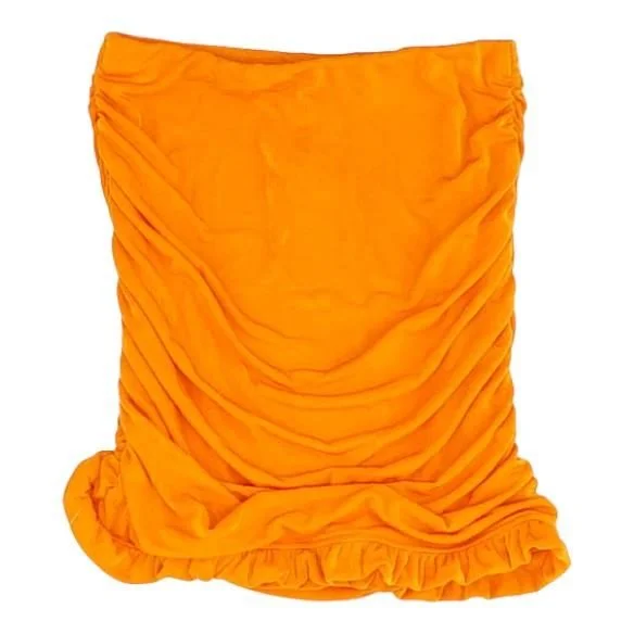 Orange Solid Mini Skirt leather skirt modern