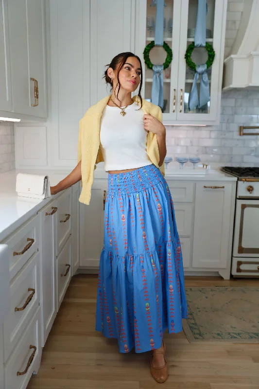Floral Vine Maxi Skirt - Periwinkle chiffon skirt floaty