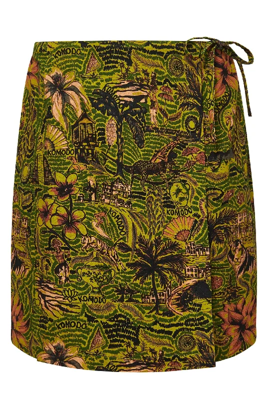 Solstice Cotton Skirt Tropical Print Green