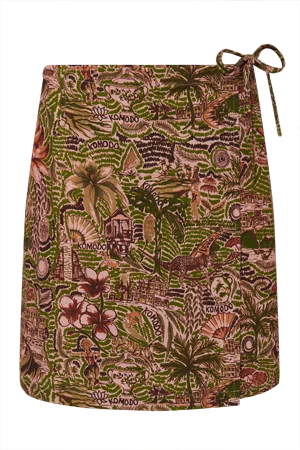 Solstice Cotton Skirt Tropical Print Pink