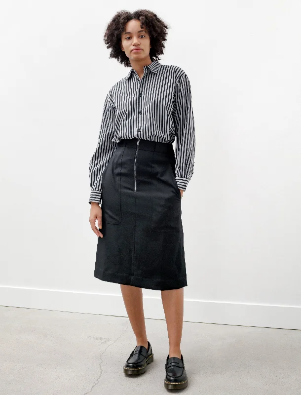 Gado Dry Wool Twill Zip Skirt Black