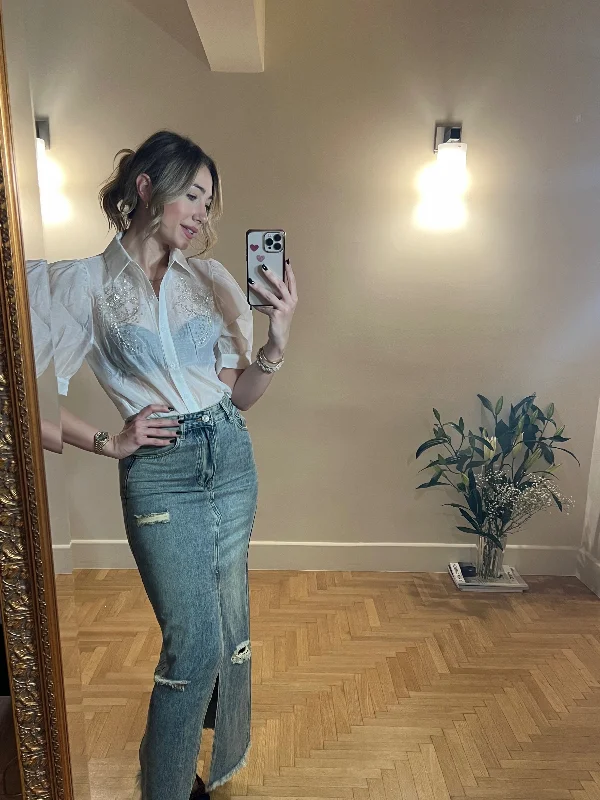 Maxi denim skirt denim skirt trendy