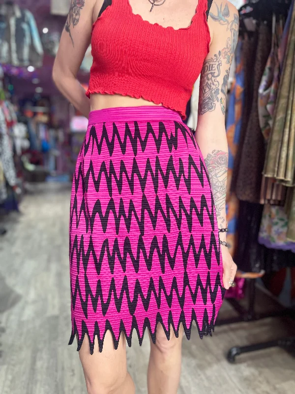 Vintage 90s Pink and Black Zig Zag Skirt