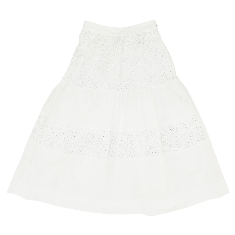 White Eyelet Midi Skirt chiffon skirt delicate