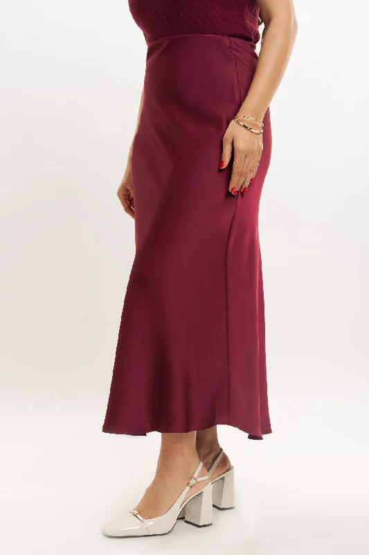 Cherry Red Satin Long Skirt linen skirt natural