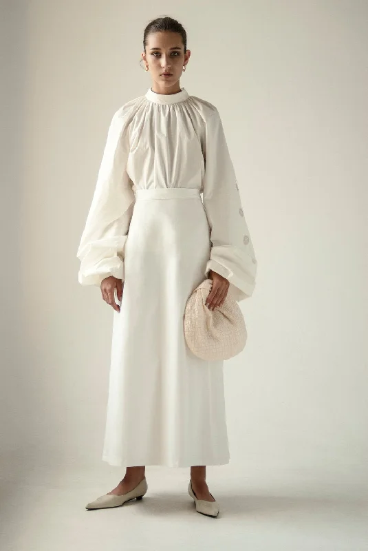 Wooden Buttons Skirt White lace skirt delicate