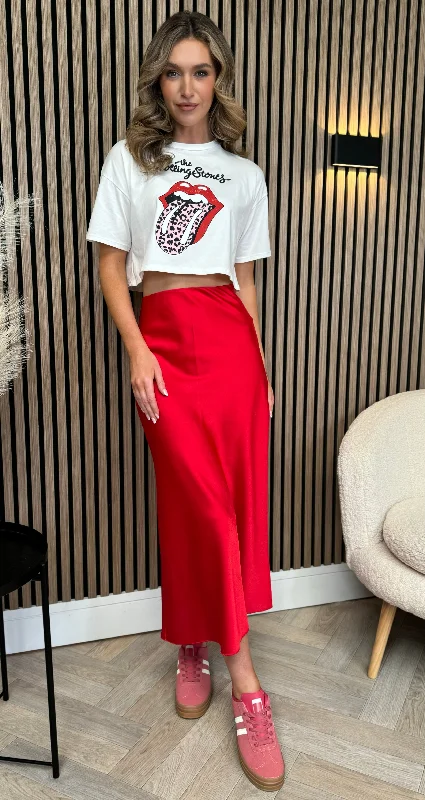 Yaella Red Midi Skirt wool skirt sturdy