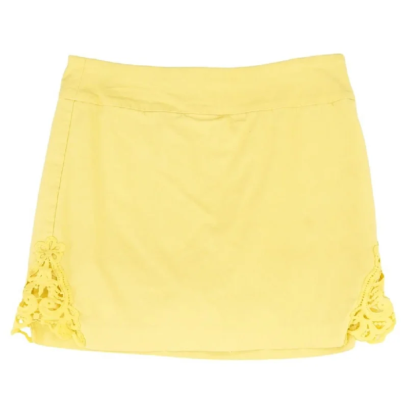 Yellow Solid Mini Skirt linen skirt light