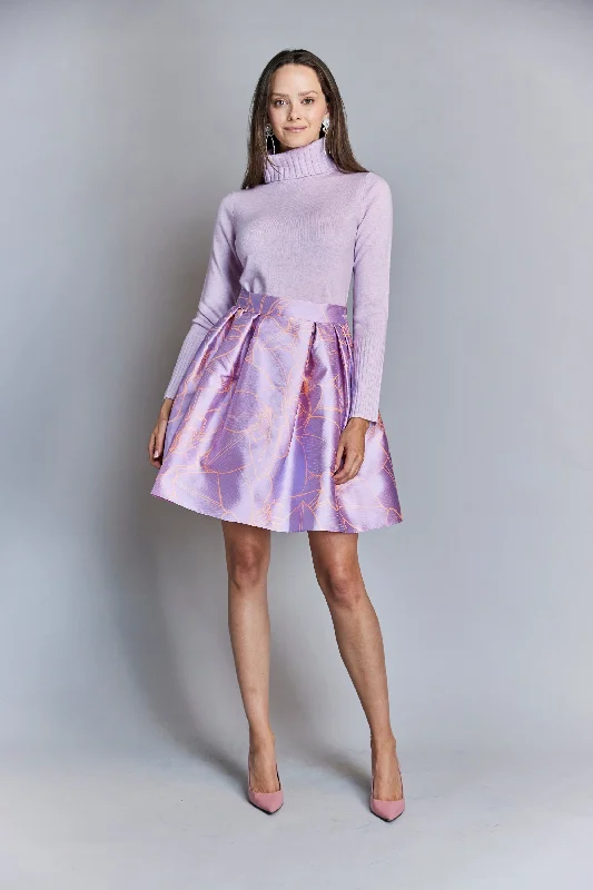 Silk Floral Charlotte Skirt in Purple seamless skirt comfort