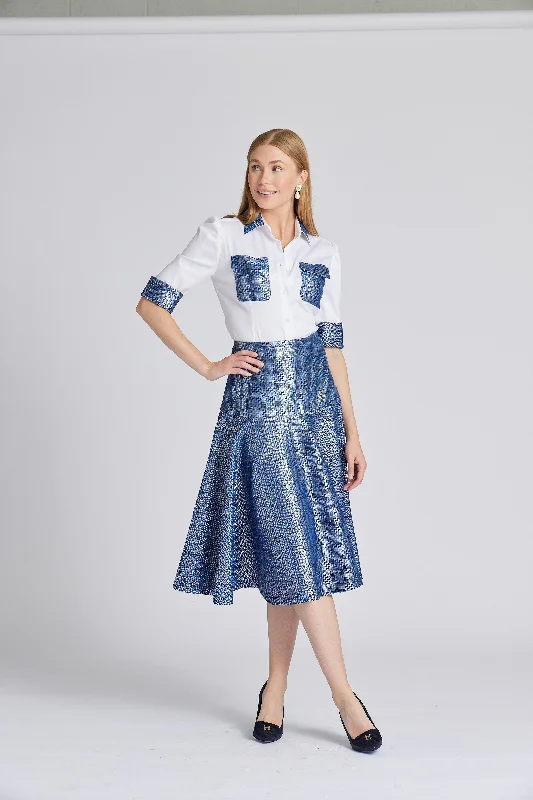 Fancy Camelia Skirt Blue Sparkle mini skirt trendy