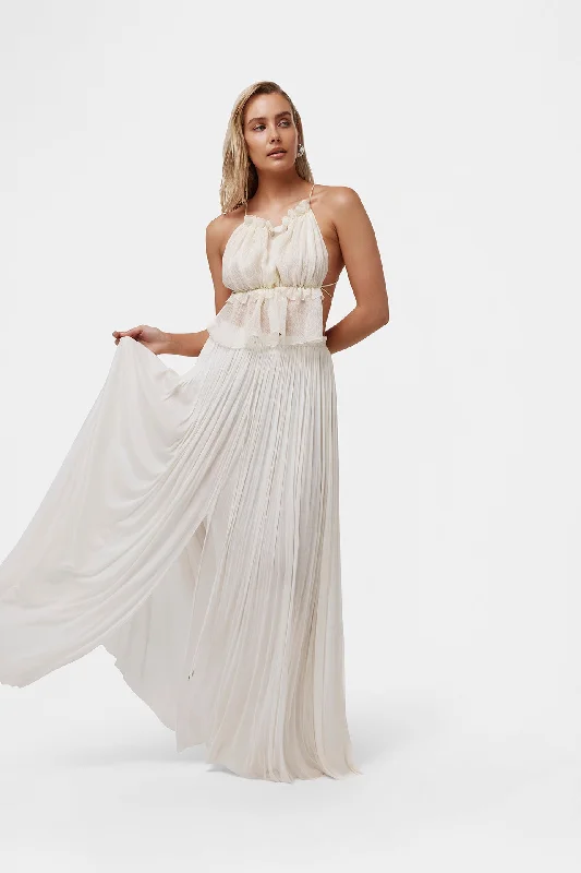White Silk Tulle Skirt high waist skirt